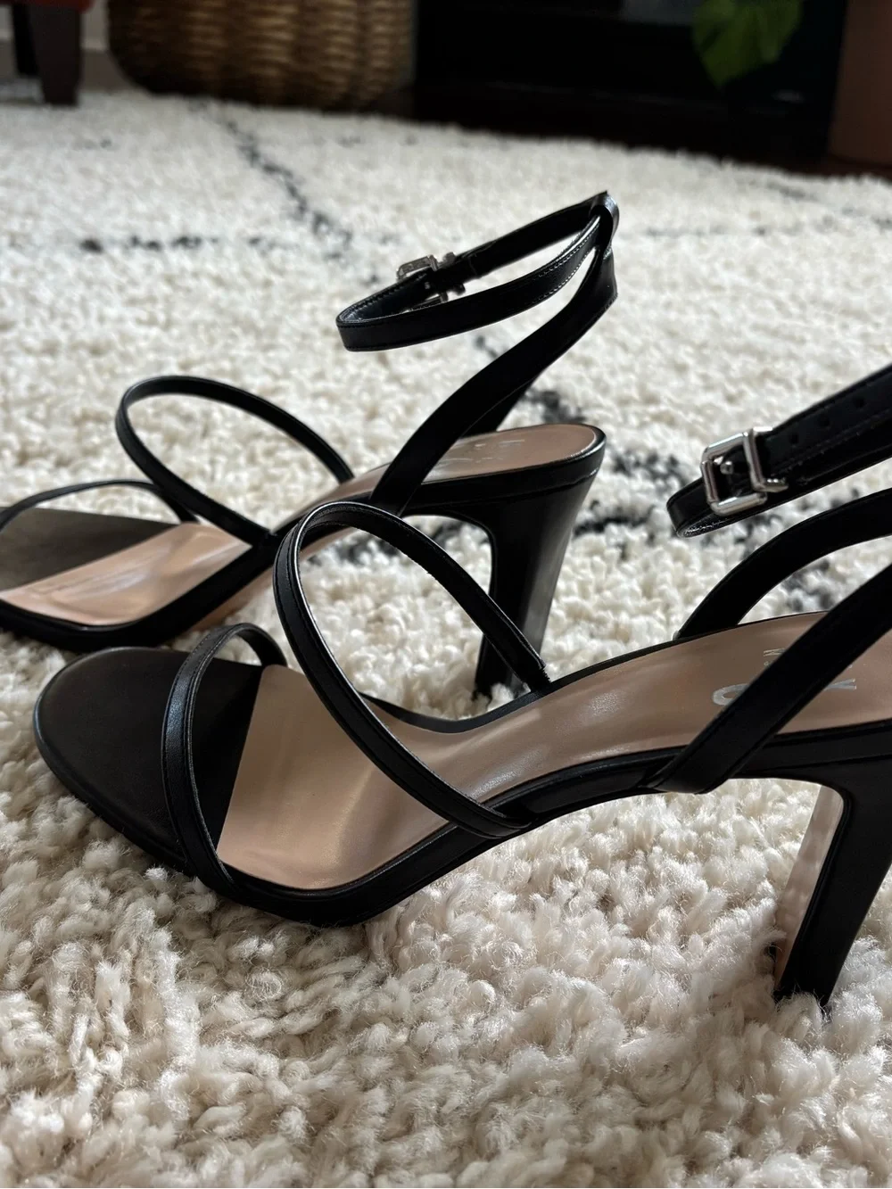 Mix No. 6 Black Strappy Ankle-Heel Sandals